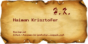 Haiman Krisztofer névjegykártya